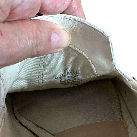 LORD & TAYLOR Bellah Genuine Pebbled Leather Ivory White Studded Loafers US Sz 9 - Picture 8 of 9